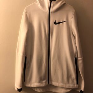 Nike dri-fit white zip up jacket size M
